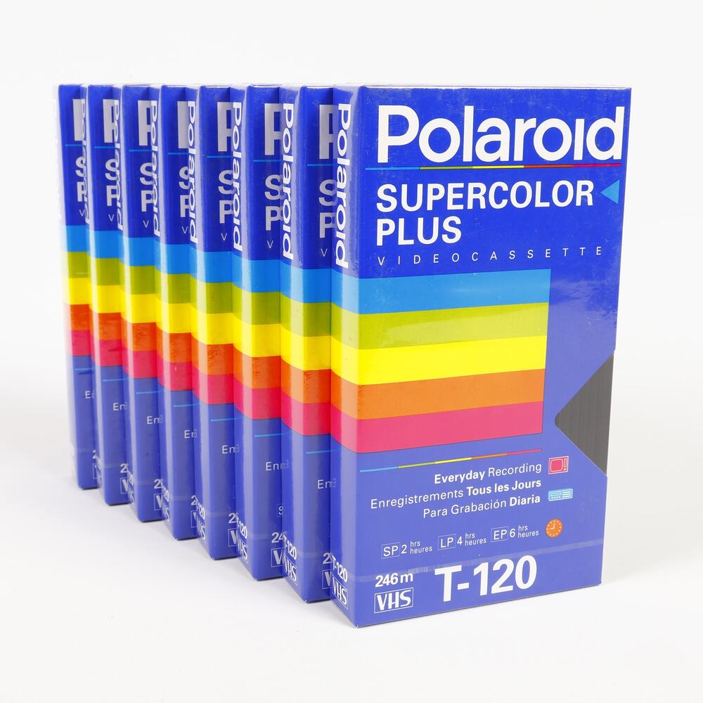 Lot of 8 NEW NOS Sealed Polaroid T-120 Supercolor Blank VHS Video Cassettes